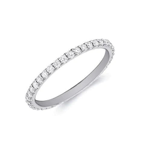 Bande D'anniversaire D'éternité De Réel Diamants Etincelants De 2.10 Cts En Or Blanc 14K