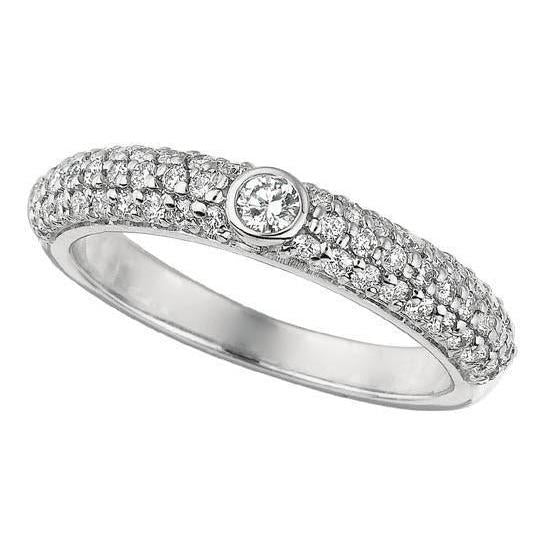 Bande De Réel Diamants Brillants Ronds De 1.50 Carats En Or Blanc 14 Carats
