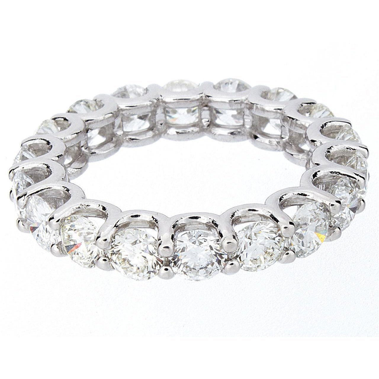 Bande D'éternité Véritable Diamant Rond Pour Femme En Or Blanc 3.60 Carats