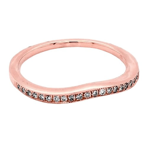 Bande d'anniversaire de mariage 0.75 carats Réel diamant rond F Vs1 or rose 14K