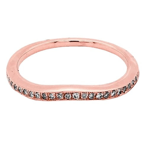 Bande d'anniversaire de mariage 0.75 carats Réel diamant rond F Vs1 or rose 14K
