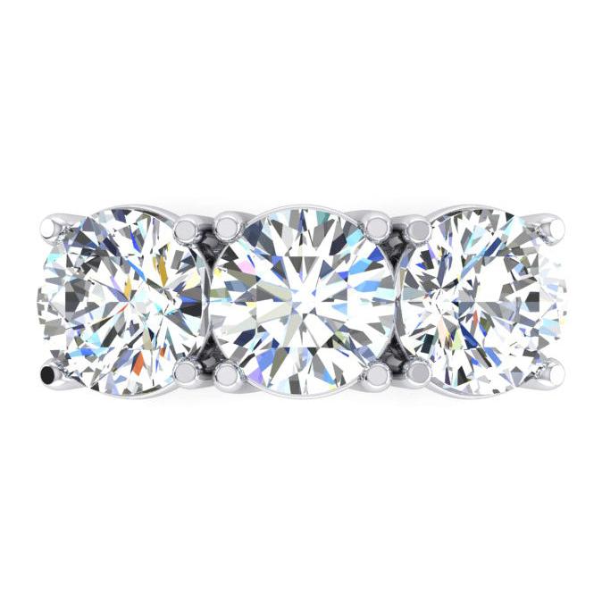 Bande De Diamant Véritable 3 Pierres Or Blanc