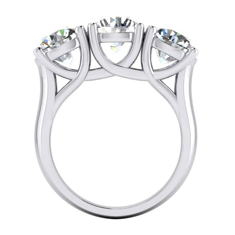 Bande De Diamant Véritable 3 Pierres Or Blanc