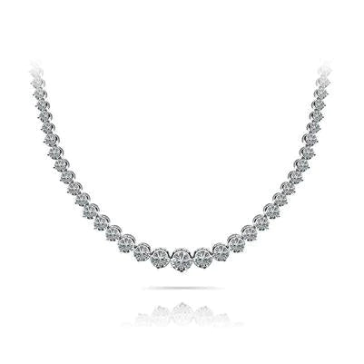 Beau Collier Tennis Naturel Diamant Rond Blanc 12 Carats Bijoux Femme