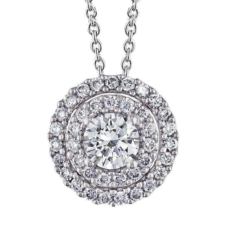 Beau Pendentif Diapositive Double Halo Réel Diamant 5.60 Carats Bijoux En Or