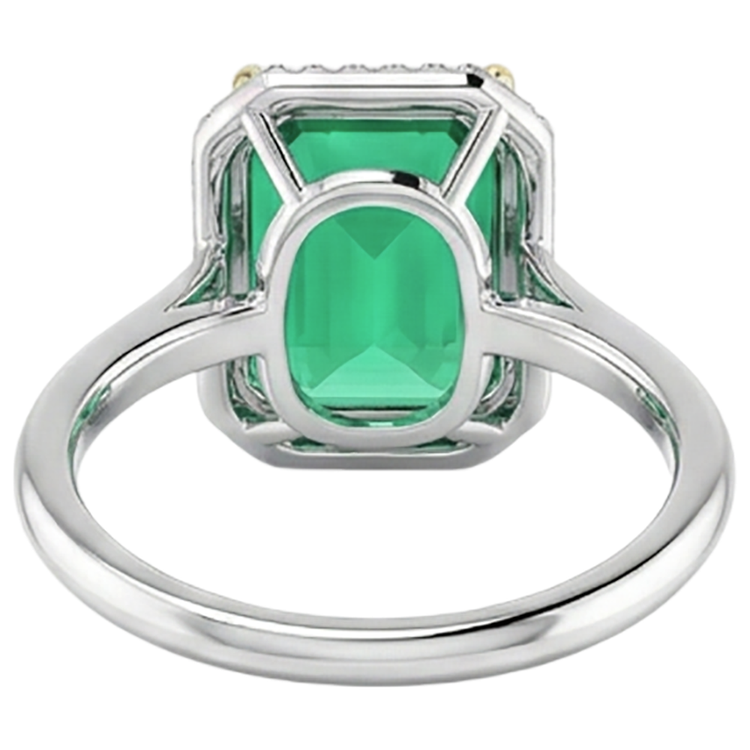 Taille à Degrés Émeraude Fine bague en Or 14K Bicolore – vue arrière