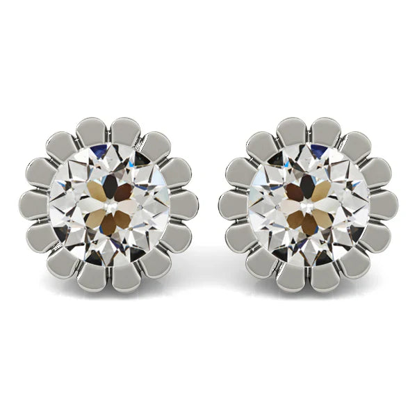 Puces d'Oreilles Or Blanc 14 Carats avec Brillant – vue principale