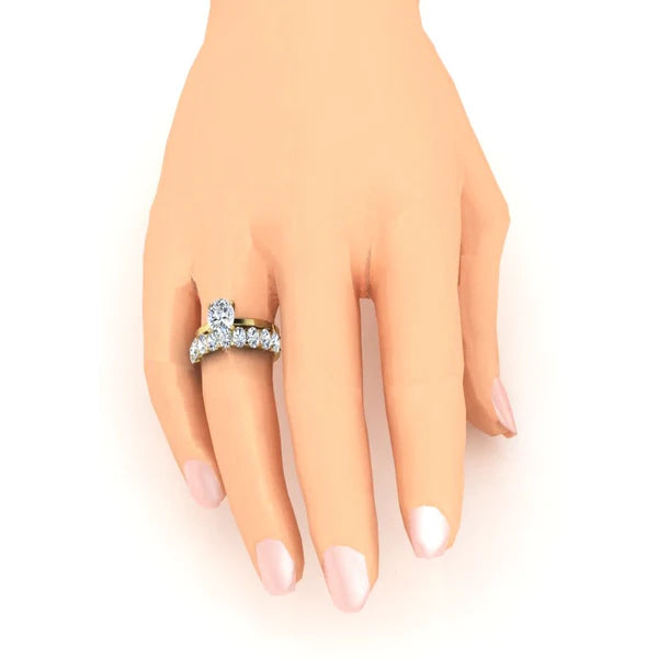 Bel Ensemble de Bague de Fiançailles de Mariage Réel Diamant