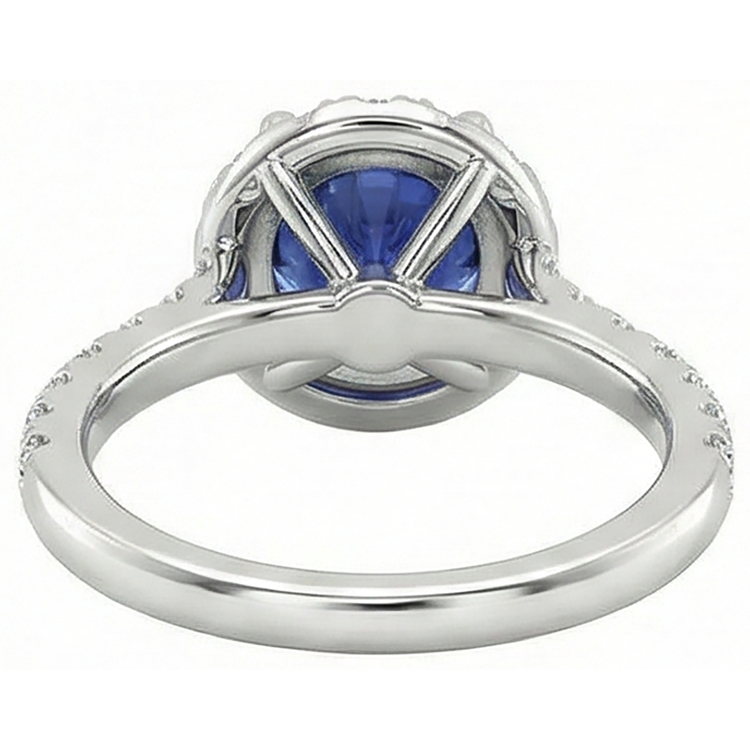 Belle Bague Tanzanite Bleue Avec Diamant Naturels Extraits des Mines ( et non cultivés en laboratoire ) 2.25 Carats Or Blanc 14K