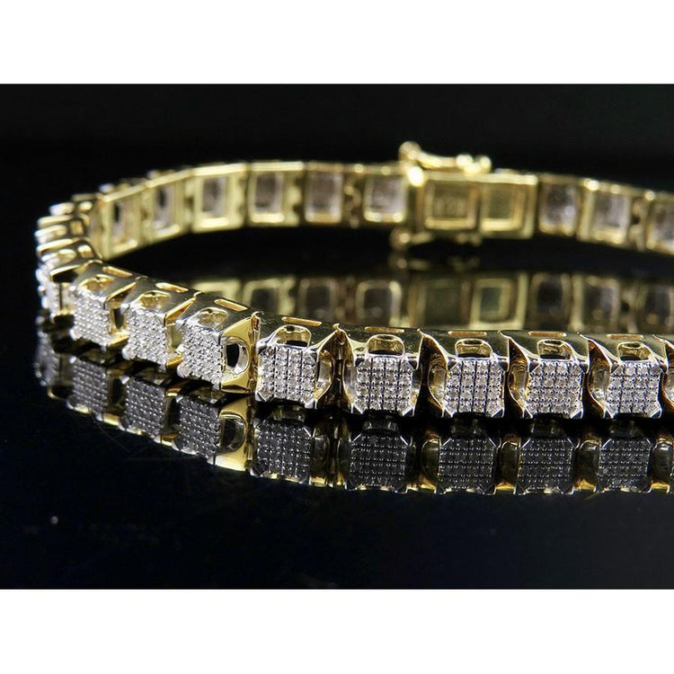 Belle Forme Ronde Réel Diamant Bracelet Pour Hommes 5,75 Carats 14K Or