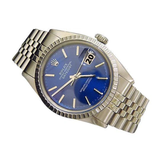 Belle montre vintage Rolex Date pour homme avec cadran bleu et