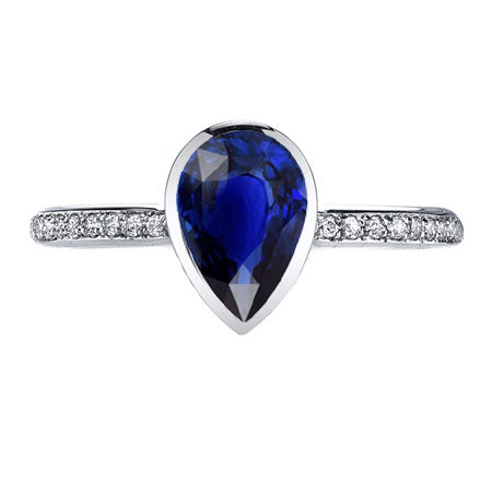 Saphir Bleu Bleuet Bague avec Gemme 2,50 carats Or 14K Blanc – vue principale