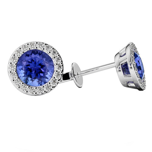Gemstone Earring Or 14K Blanc avec Tanzanite Violette – vue principale
