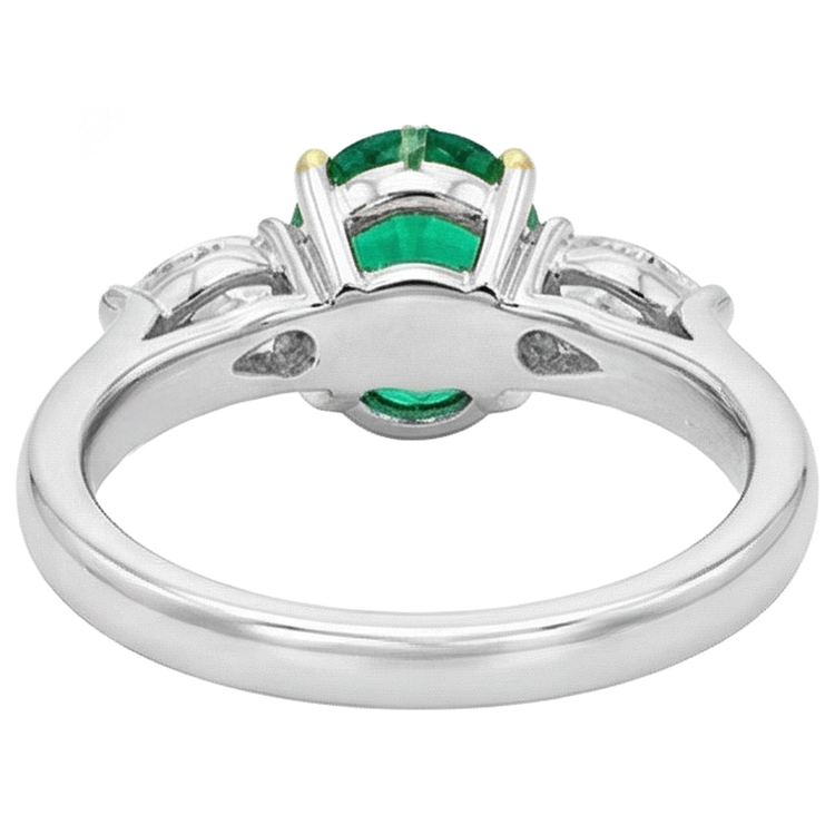 Bague Pierre Précieuse Or Bicolore 14 Carats avec Émeraude Colombienne – vue arrière
