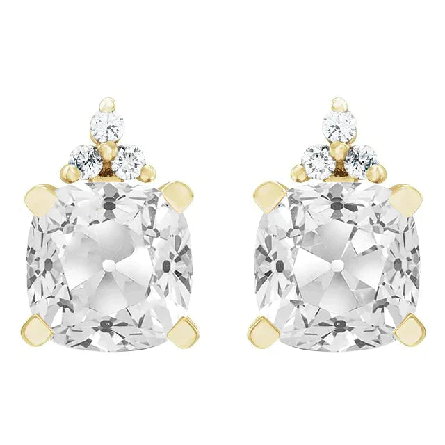 Boucles d'Oreilles Or Jaune 14 Carats avec Brillant – vue de face