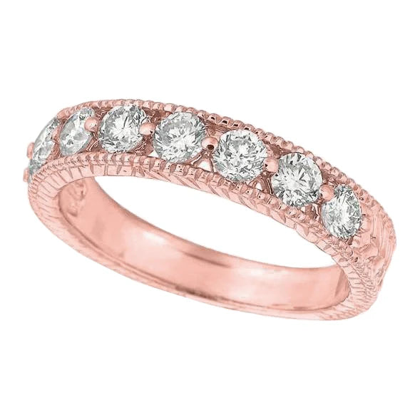 Bijou Semi-Eternité En Or Rose 14K Avec Naturel Diamants 2 Carats