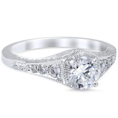 Bijoux Art Nouveau Bague De Fiançailles De Style Ancien Avec Naturel Diamants Neufs