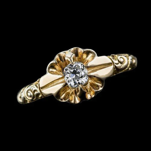 Bijoux Art Nouveau Nouvelle Bague Solitaire Ronde Vieux Mineur Naturel Diamant 0.50 Ct