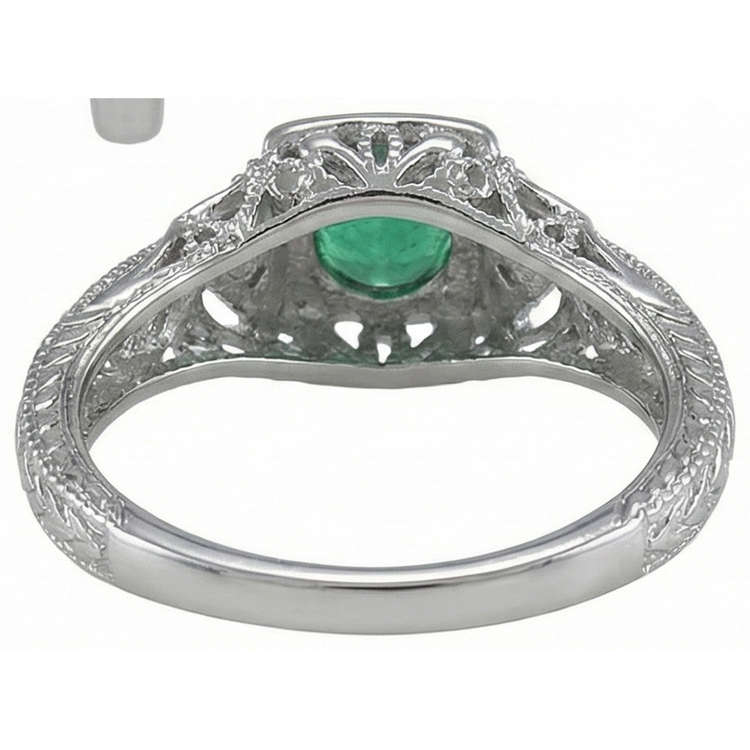 Bijoux Art Nouveau Nouvelle bague en diamant vert émeraude taille ronde