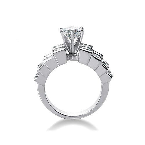 Bijoux De Bague D'anniversaire Avec Réel Diamant Solitaire De 3.51 Carats Avec Accents