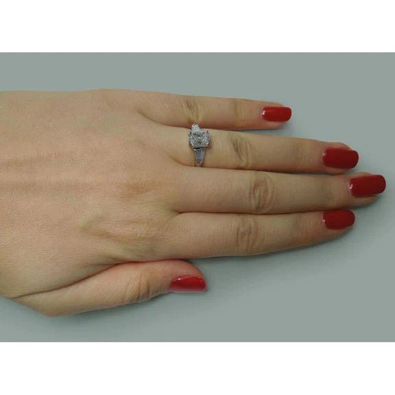 Bijoux De Bague De Style Trois Pierres Avec Réel Diamant Radiant De 2.60 Ct Nouveau