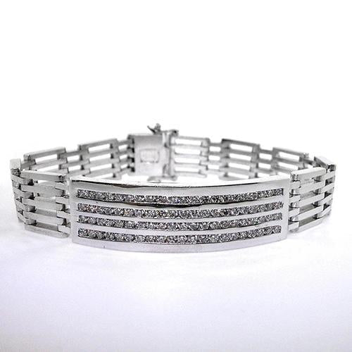 Bijoux De Bracelet En Or Blanc 14K 6 Carats Réel Diamant Coupe Ronde Pour Hommes