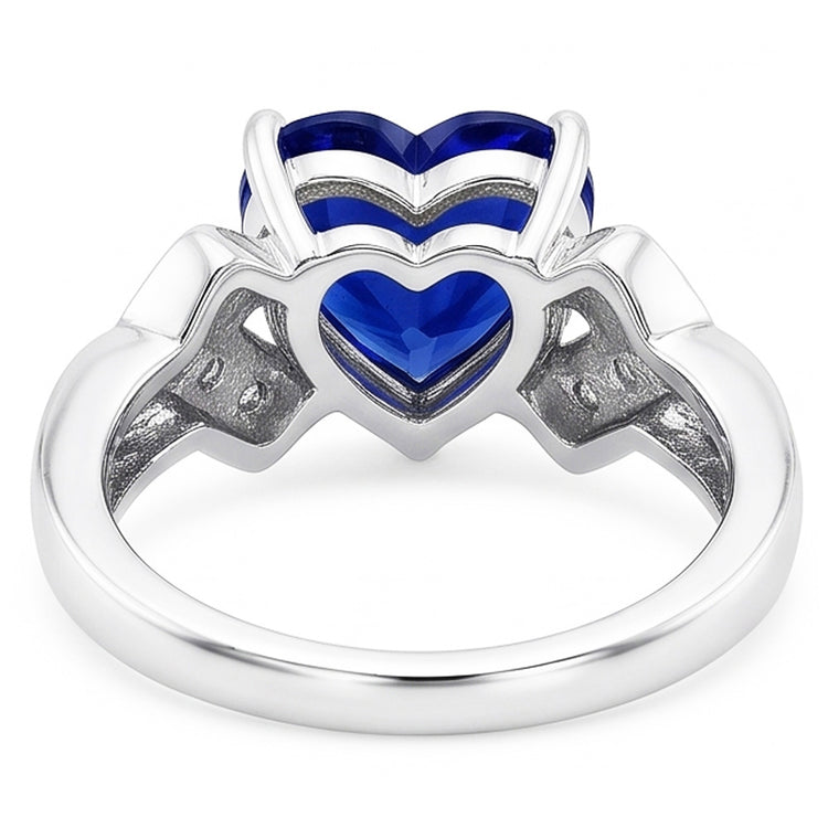 Bijoux Diamant Bague Coeur Saphir Ceylan Or Blanc 2.50 Carats