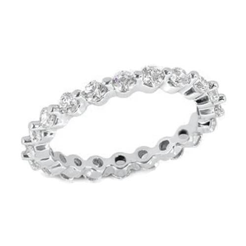 Bijoux En Or Blanc 14K Coupe Ronde 1 Ct. Bague De Fiançailles En Naturel Diamant