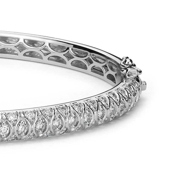 Bijoux En Or Jonc De Réel Diamants Brillants Ronds De 7,20 Carats