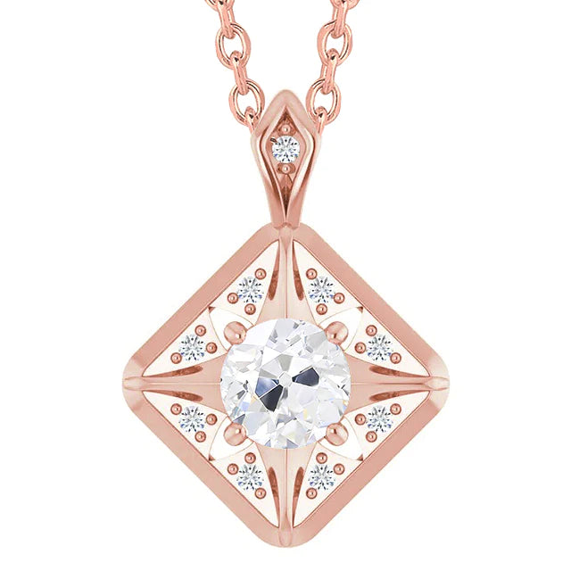Bijoux Pendentif Réel Diamant Or Rose 14K Rond Vieux Mineur 2.50 Carats