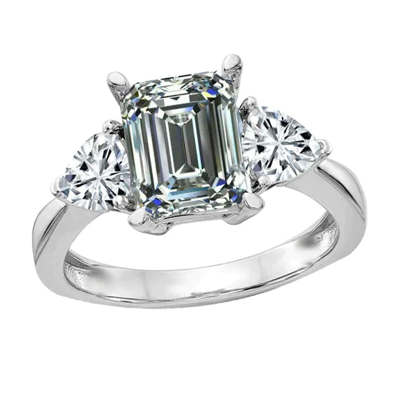 Bijoux Personnalisés Bague 3 Pierres Billion & Véritable Diamant Emeraude