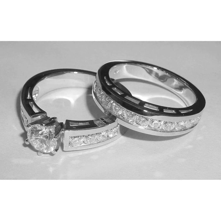 Bijoux Personnalisés Véritable Diamant Rond Bague De Fiançailles Ensemble De Fiançailles