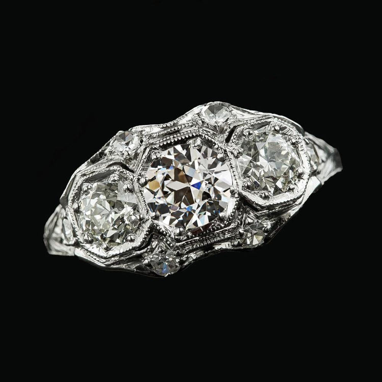 Bijoux Ronds À 3 Réel Diamants De Style Vieille Mine De 4.25 Carats