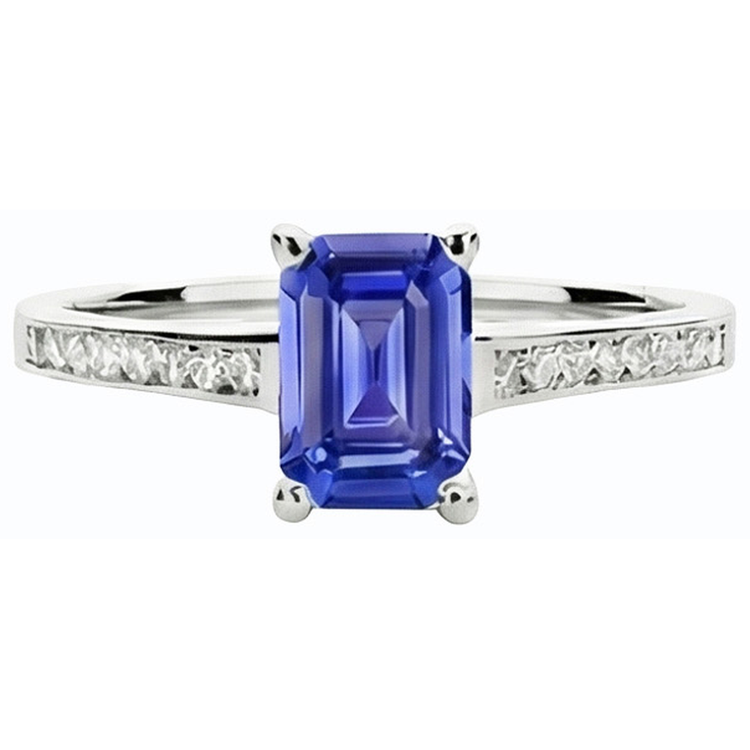 Bijoux en pierres précieuses Bague en saphir de Ceylan sertie de diamants 2 carats