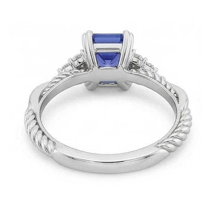Bijoux en pierres précieuses Bague en saphir émeraude Style corde torsadée 2 carats