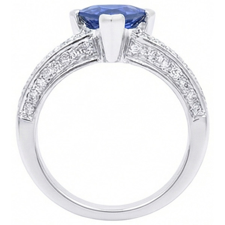 Bijoux en pierres précieuses Bague saphir trillion 3 carats avec diamants ronds