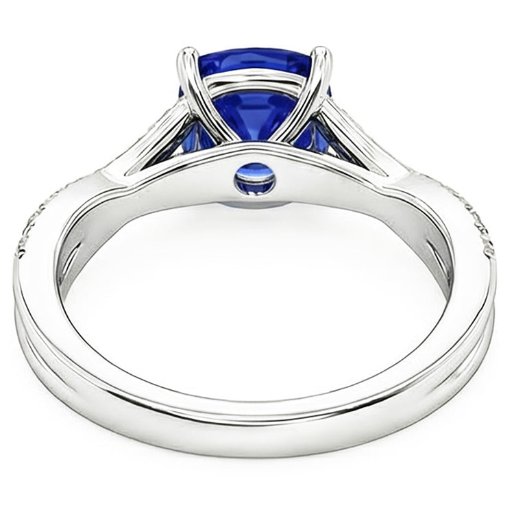 Bijoux en pierres précieuses Coussin Bague Saphir Tige torsadée 2.50 Carats