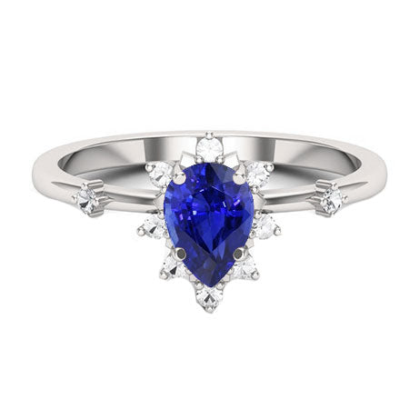 Saphir Bleu Bleuet Bague Pierre de Couleur 1,50 carats Or Blanc 14 Carats – vue principale