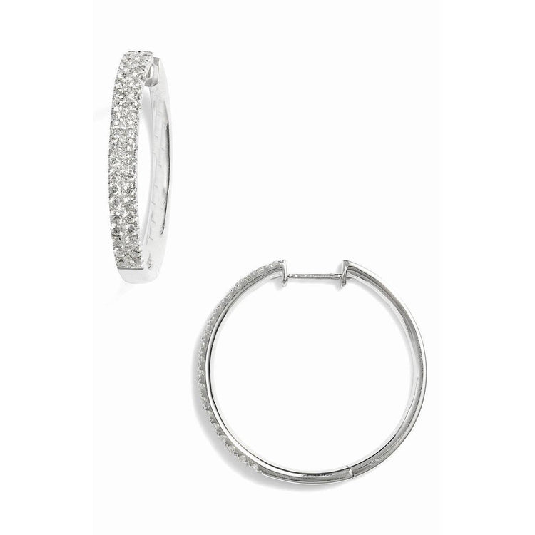 Boucle D'Oreille F Vvs1 Or Blanc Étincelante Avec 3,00 Carats De Véritable Diamants Pour Femmes