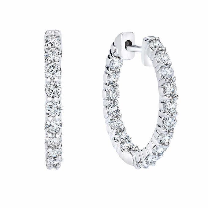 Boucle D'Oreille Véritable Diamant Rond En Or Blanc Pour Femme 3,60 Carats