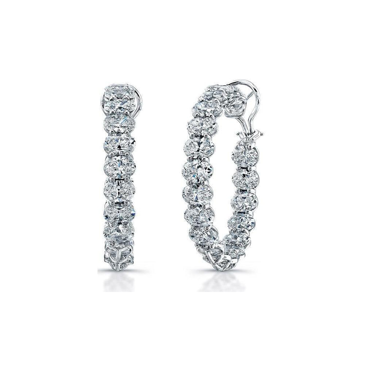 Boucle D'oreille En Or Massif Avec Réel Diamants Ovales 4 Carats Scintillants