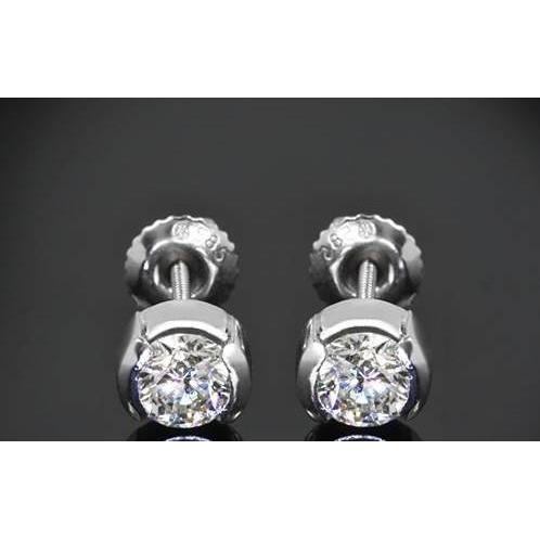 Boucle D'oreille En Réel Diamant Rond Serti Demi-Clos 1 Carat