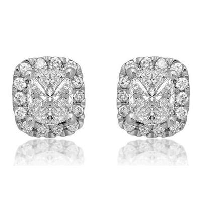 Boucle D'oreille Halo Véritable Diamant 6 Carats Gros Coussin Et Taille Ronde