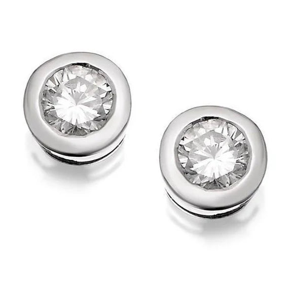 Boucle D'oreille Réel Diamant Coupe Ronde 1 Carat Or Blanc 14K