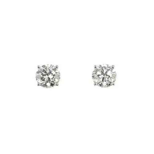 Boucle D'oreille Réel Diamant Solitaire Rond 0.60 Carat En Or Blanc 14K