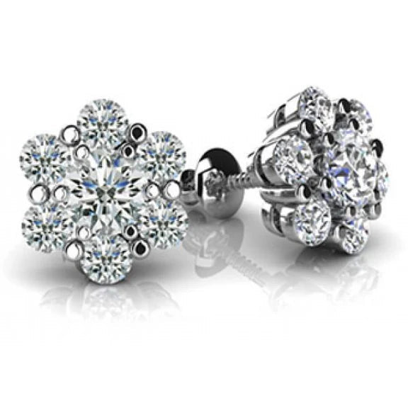 Boucle D'oreille Réel diamant Taille Brillant Or Blanc 14K Or Fin 1.80 Ct