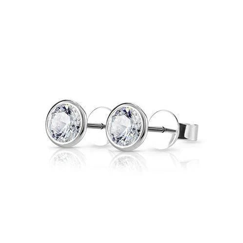 Boucle D'oreille Solitaire Réel Diamant Rond 1.20 Carats