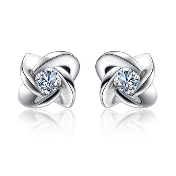 Boucle D'oreille Véritable Diamant Rond 1.20 Carats Femme Or Blanc 14 Carats