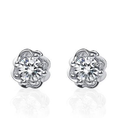 Boucle D'oreille Véritable Diamant Rond 1.5 Ct En Or Blanc 14 Carats Nouveau