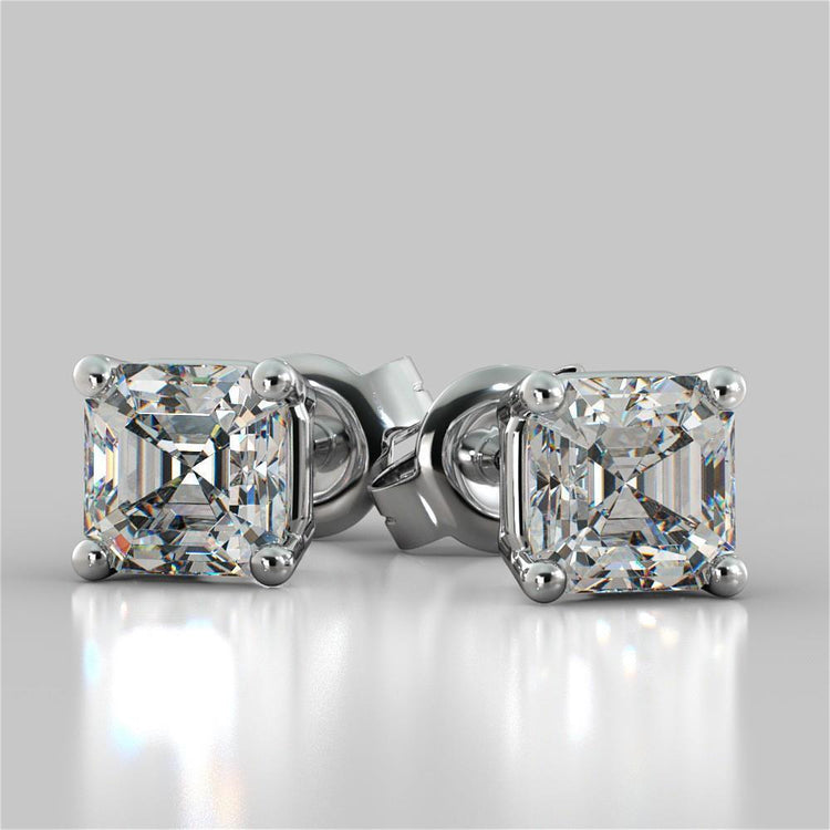 Boucle D'oreille Véritable Diamant Taille Asscher 1 Carat en Or Blanc Massif 14K
